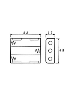 BATTERIJHOUDER VOOR 3 x AA-CEL (VOOR BATTERIJCLIPS) 2