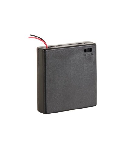 BATTERY HOLDER FOR 4 x AA-CELL (WITH LEAD TERMINALS) + SWITCH