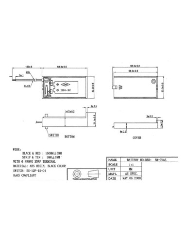 BATTERY HOLDER FOR 9V-CELL