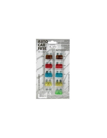 ASSORTIMENT DE 10 FUSIBLES AUTOMOBILES  DE 7.5 A 30A