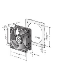 FAN EBM / PAPST 24VDC BALL 120 x 120 x 38mm (PAPST 4414ML) 2
