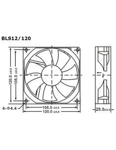 LÜFTER 12 VDC GLEITLAGER 120 x 120 x 25 mm 2