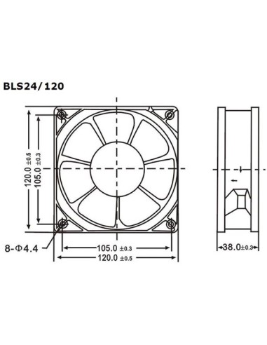 LÜFTER 24 VDC GLEITLAGER 120 x 120 x 38 mm