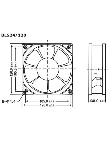 LÜFTER 24 VDC GLEITLAGER 120 x 120 x 38 mm