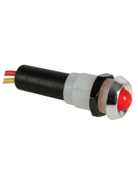 FLASHING LED LAMP 12V RED - CHROME HOUSING