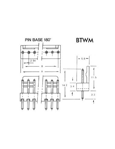 PLATINEN-STECKVERBINDER - STIFTLEISTE - 2 POLE
