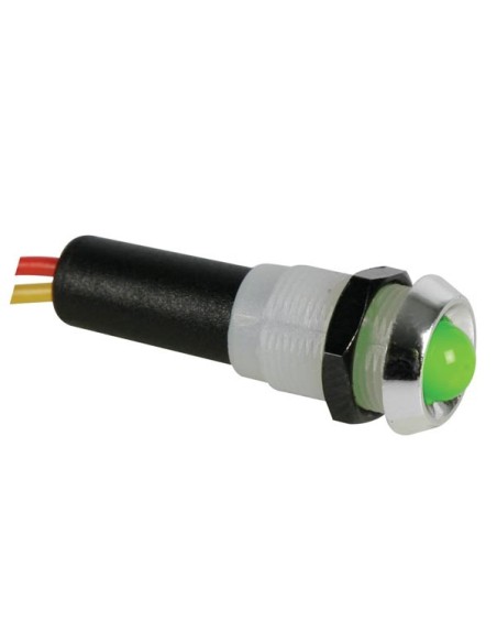 VOYANT LED VERT 12V - BOITIER CHROME