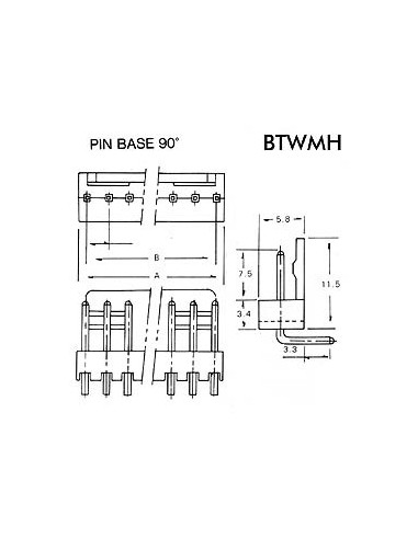 BOARD TO WIRE CONNECTOR 90° - MALE - 3 CONTACTS