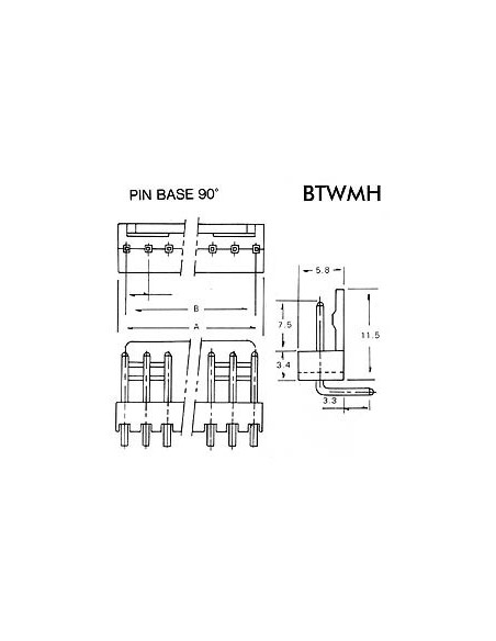 BOARD TO WIRE CONNECTOR 90° - MALE - 4 CONTACTS