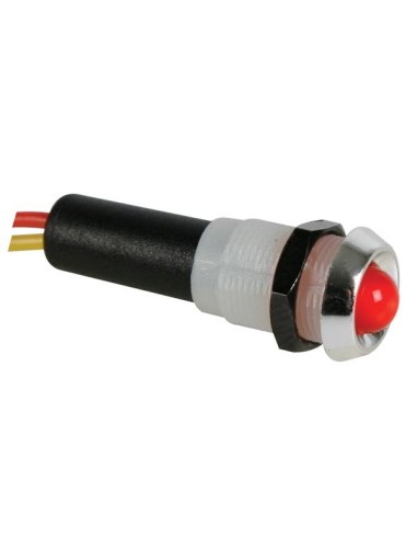 LED-SIGNALLEUCHTE 12 V ROT - VERCHROMTES GEHÄUSE