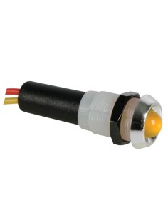 VOYANT LED JAUNE 12V - BOITIER CHROME