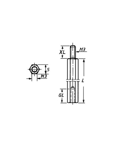 METALEN AFSTANDSBUS 10mm M3 - MANNELIJK /...
