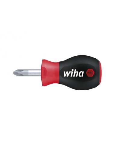 Wiha Screwdriver SoftFinish® Phillips with short round blade, Stubby (26968) PH1 x 25 mm