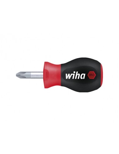Wiha Screwdriver SoftFinish® Phillips with short round blade, Stubby (26970) PH3 x 25 mm