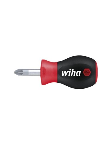 Wiha Screwdriver SoftFinish® Pozidriv with short round blade, Stubby (26971) PZ1 x 25 mm