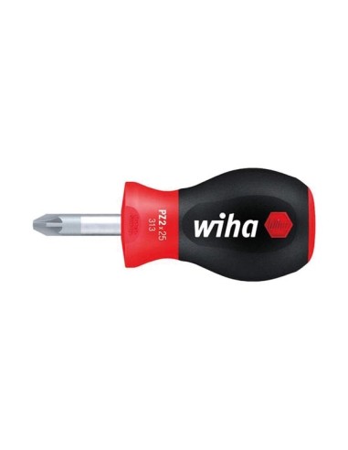 Wiha Screwdriver SoftFinish® Pozidriv with short round blade, Stubby (26972) PZ2 x 25 mm