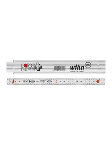 Wiha Metro plegable LongLife® Plus de 2 m métrico, de 10 eslabones (27059) blanco
