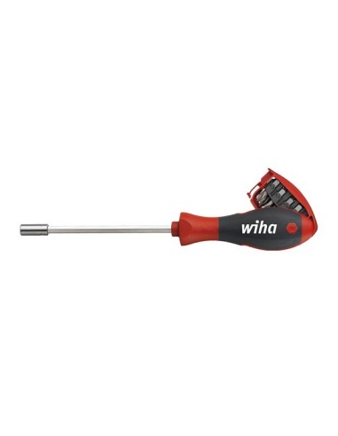 Wiha Screwdriver with bit magazine magnetic Slotted, Phillips with 8 bits, 1/4" (32903)