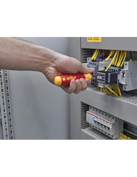 Wiha Screwdriver with bit magazine PocketMax® electricmixed with 4 slimBits VDE