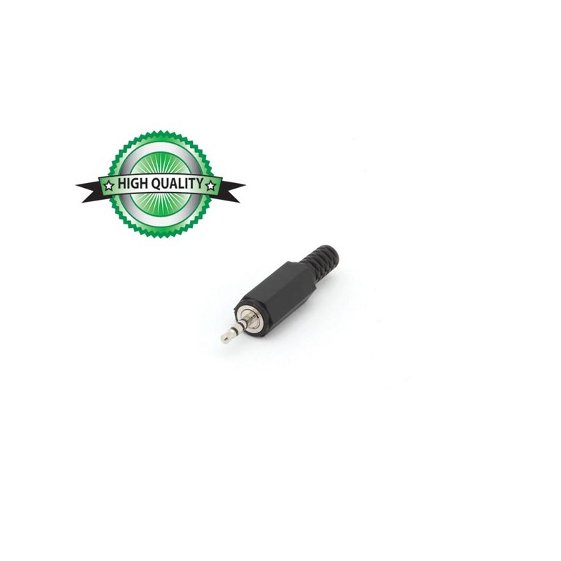 2.5mm MALE JACK CONNECTOR - PLASTIC BLACK STEREO