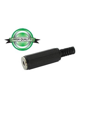 3.5mm FEMALE JACK CONNECTOR - BLACK PLASTIC MONO