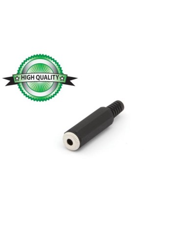 3.5mm FEMALE JACK CONNECTOR - BLACK PLASTIC MONO