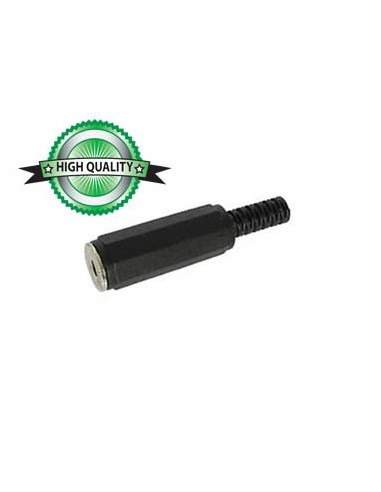 3.5mm FEMALE JACK CONNECTOR - BLACK PLASTIC STEREO