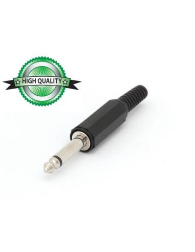 6.35mm MALE JACK CONNECTOR - PLASTIC BLACK MONO