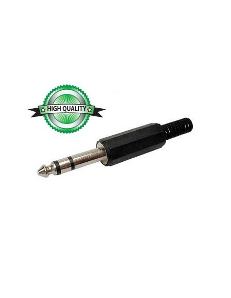 6.35mm MALE JACK CONNECTOR - PLASTIC BLACK STEREO