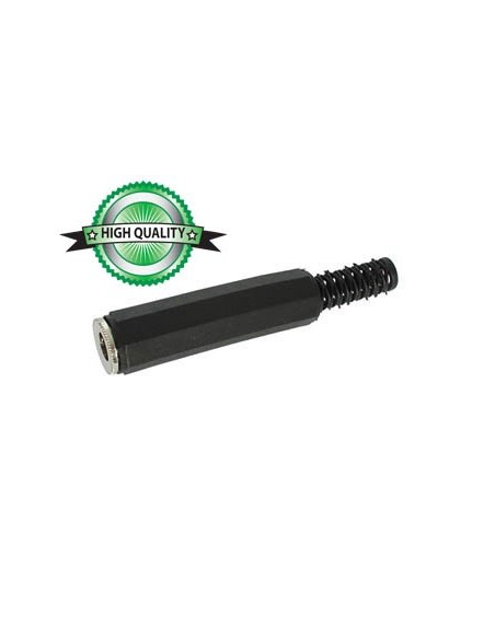 VROUWELIJKE 6.35mm MONO JACK MET PLASTIC HULS - VERNIKKELD - ZWART