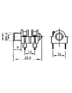 6.35 mm VROUWELIJKE JACK - GESLOTEN CIRCUIT - MONO 2