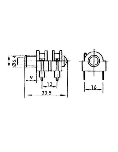 6.35 mm VROUWELIJKE JACK - GESLOTEN CIRCUIT - MONO