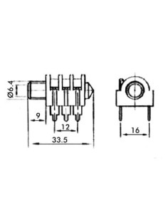 VROUWELIJKE 6.35mm STEREO JACK - GESLOTEN CIRCUIT 2