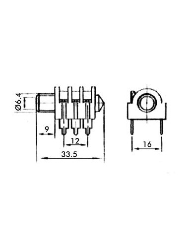 JACK FEMELLE 6.35mm STEREO - A COUPE-CIRCUIT