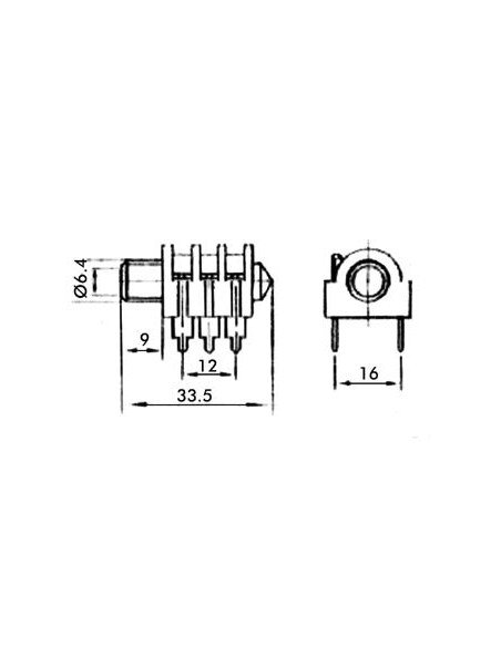 6.35mm-STEREO-KLINKENBUCHSE - SCHALTKONTAKT, GESCHLOSSEN - SCHWARZ - PRINT- ODER CHASSISMONTAGE