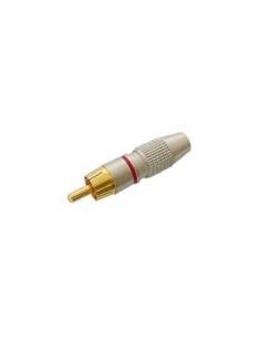 RCA PLUG MALE - GOLD TIP - RED