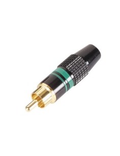 CINCH-STECKER - VERGOLDETE SPITZE - SCHWARZES GEHÄUSE - GRÜN