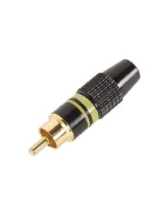 CINCH-STECKER - VERGOLDETE SPITZE - SCHWARZES GEHÄUSE - GELB