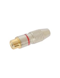 VROUWELIJKE RCA PLUG - VERGULD CONTACT - ROOD