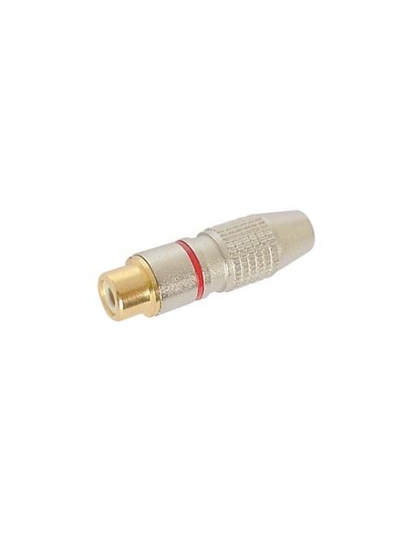 VROUWELIJKE RCA PLUG - VERGULD CONTACT - ROOD