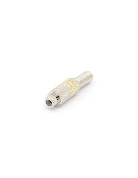 VROUWELIJK RCA PLUG - VERNIKKELD - GEEL