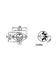 FEMALE 5P DIN PLUG, CHASSIS MOUNT