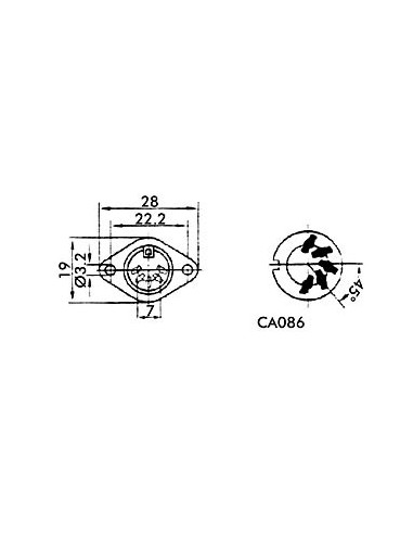 CONECTOR DIN HEMBRA - 5 CONTACTOS - PARA MONTAJE EN CHASIS