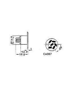 FEMALE 6P DIN PLUG, CHASSIS MOUNT 2