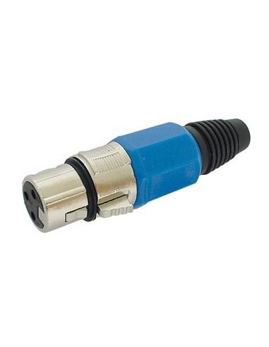 CONECTOR XLR HEMBRA - 3 CONTACTOS - NIQUELADO - AZUL