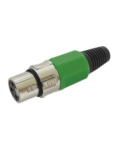 3P FEMALE XLR PLUG - NICKEL - GREEN