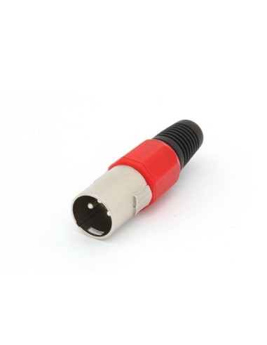 CONECTOR XLR MACHO - 3 CONTACTOS - NIQUELADO - ROJO