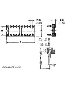 16P DIL IC VOET, 300MIL, TULP-TYPE 2