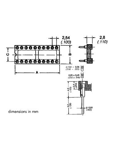 16P DIL IC VOET, 300MIL, TULP-TYPE