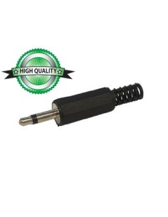 3.5mm MALE JACK CONNECTOR - BLACK PLASTIC MONO